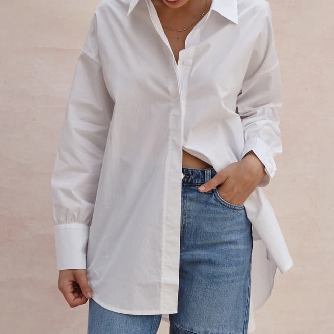 Charli White Tila Oversized Cotton Shirt