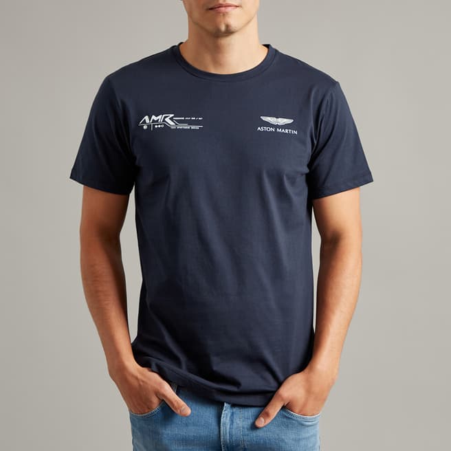 Hackett London Navy AMR Graphic Logo T-Shirt