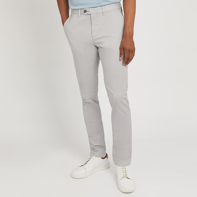 Ted Baker Mid-Grey Tincere Super Slim Cotton Blend Chinos