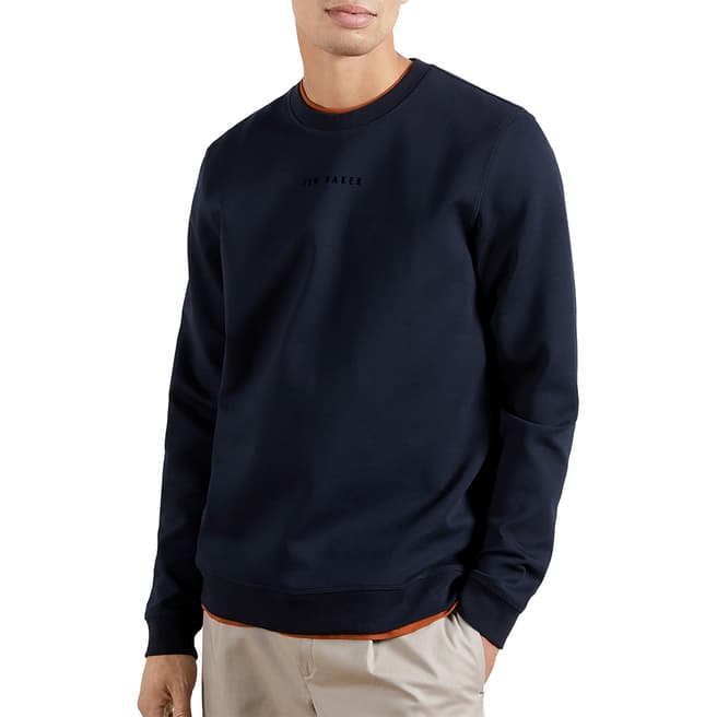 Ted Baker Navy Spread Branded Cotton Sweatshirt