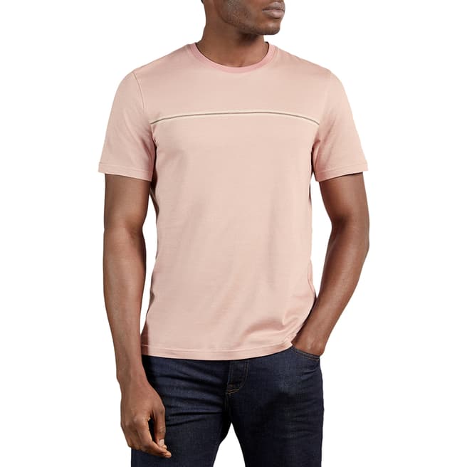 Ted Baker Pink Ushers Stripe Detail Cotton T-Shirt