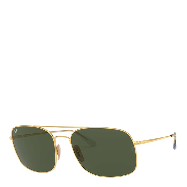 Ray-Ban Unisex Gold/Green Ray-Ban Sunglasses 60mm