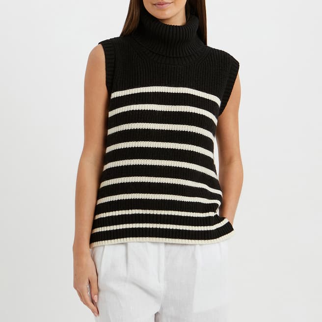 N°· Eleven Black / Cream Cashmere Blend Sleeveless Knit Roll Neck Jumper