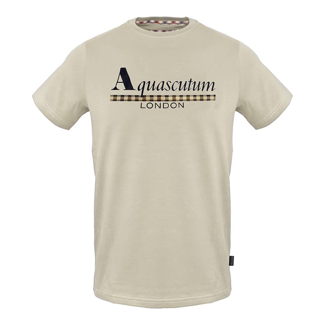Aquascutum Sand Script Logo Cotton T-Shirt