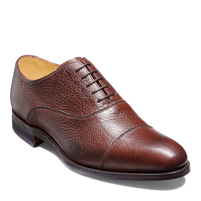Barker Dark Brown Grained Leather Winsford Oxford Shoes G Fit