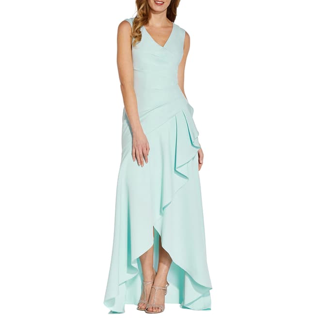 Adrianna Papell Mint Crepe Surplice Gown