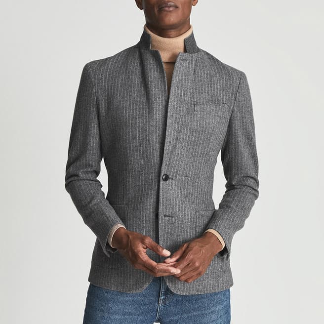 Reiss Grey Pinstripe Wool Jacket