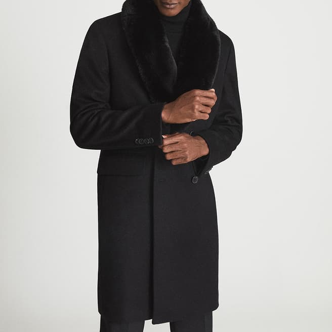 Reiss Black Blyth Tailored Cashmere Blend Coat