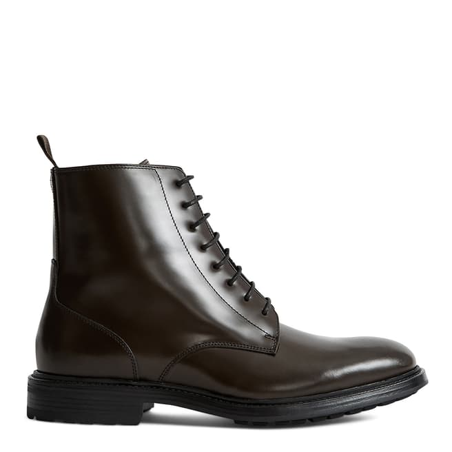 Reiss Brown Aden Laced Leather Boots