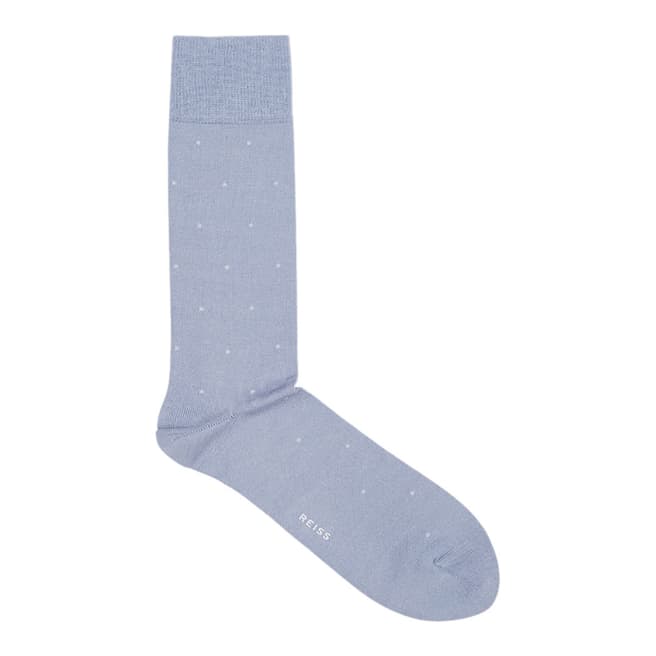 Reiss Blue Mario Polka Dot Cotton Blend Socks