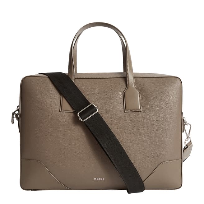 Reiss Taupe Elliot Leather Briefcase