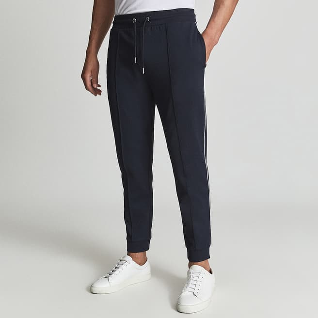 Reiss Navy Dean Side Tipping Joggers
