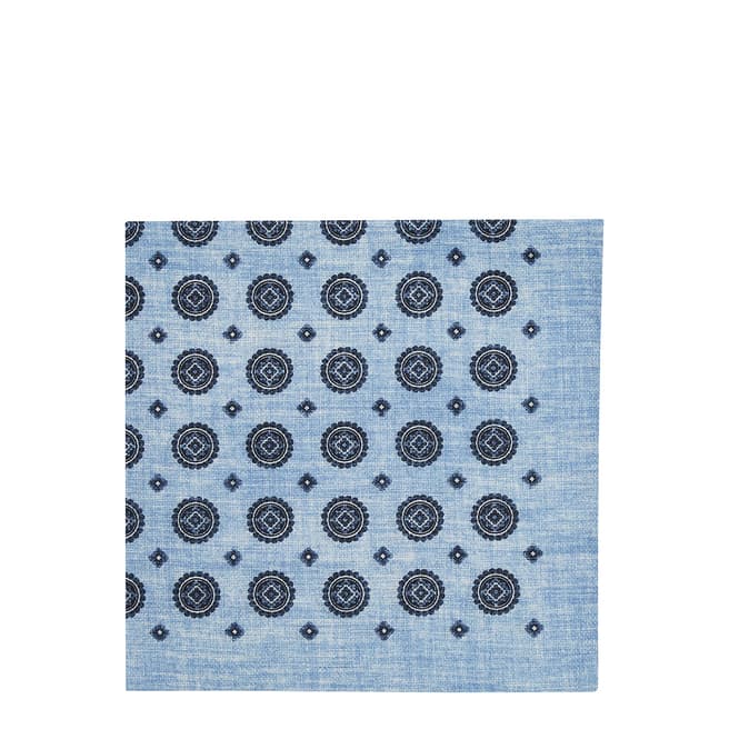 Reiss Blue Printed Cotton Pocket Square