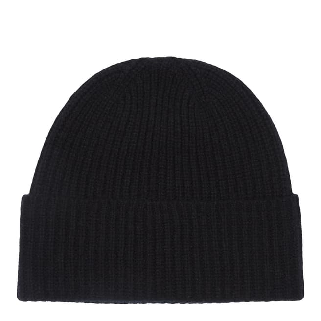 Reiss Black Ace Knitted Wool Beanie