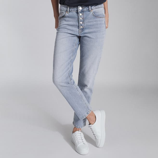 Reiss Pale Blue Bailey Straight Stretch Jeans