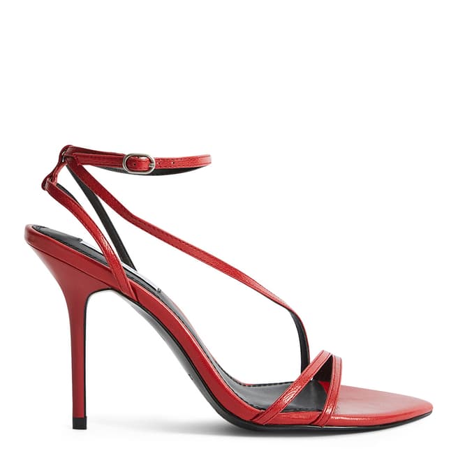 Reiss Red Adela Strappy Leather Heels