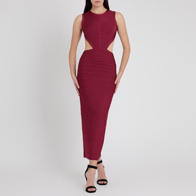 Herve Leger Raspberry Cut Out Bandage Gown