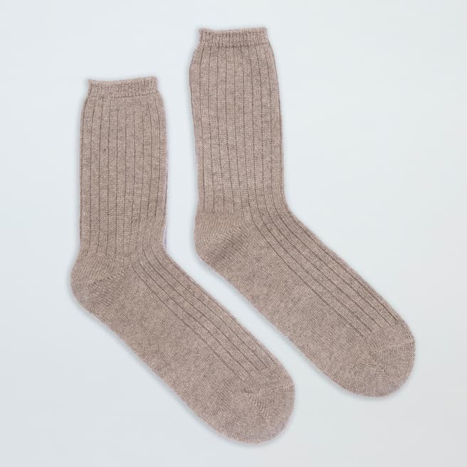 N°· Eleven Oatmeal Cashmere Ribbed Socks