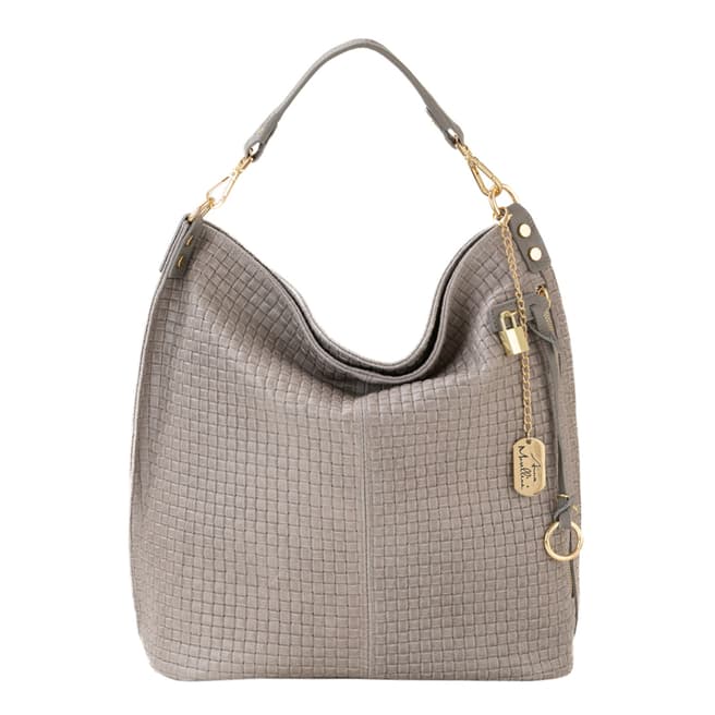 Anna Morellini Grey Caroline Leather Top Handle Bag