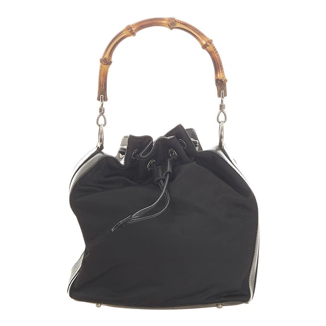 Vintage Gucci Black Bamboo Nylon Bucket Bag