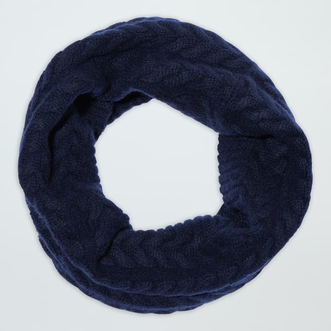 Laycuna London Navy Cable Cashmere Snood