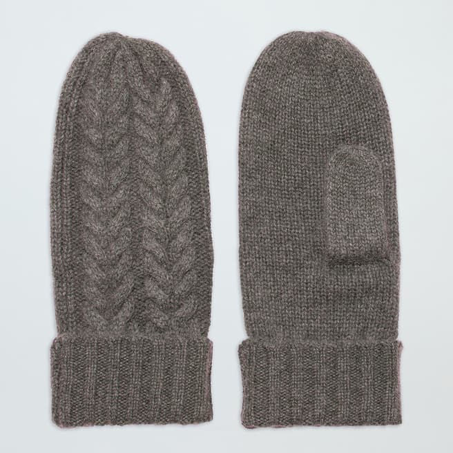 Laycuna London Otter Brown Cable Cashmere Mittens