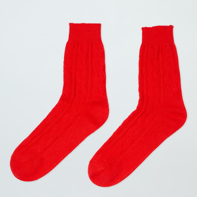 Laycuna London Red Cashmere Cable Bed Sock