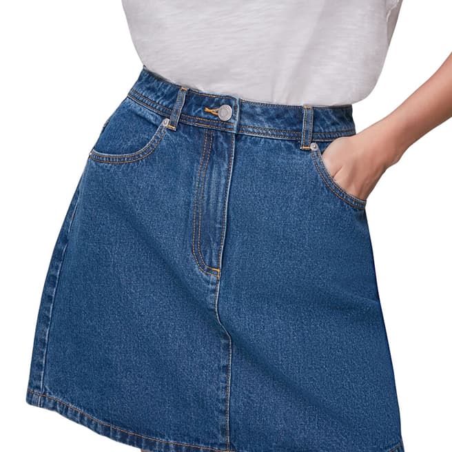 WHISTLES Blue Denim Pocket Mini Skirt