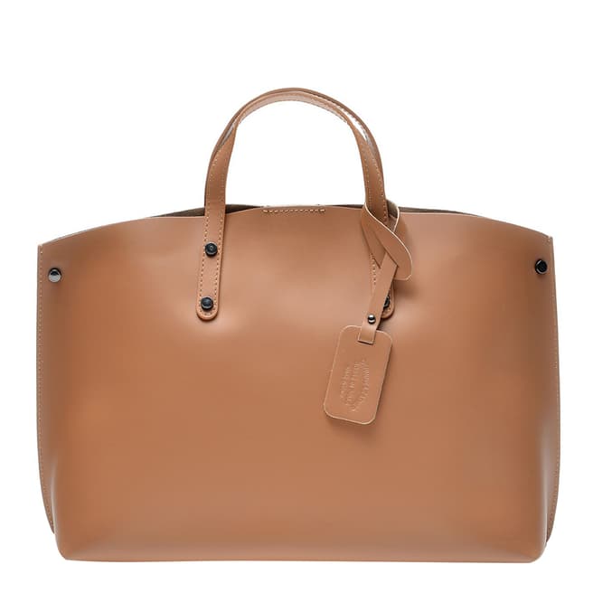 Luisa Vannini Brown Leather Top Handle Tote Bag