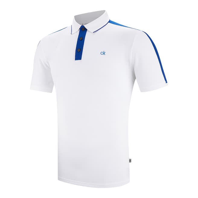 Calvin Klein Golf White/Navy Drytech Stretch Polo Shirt