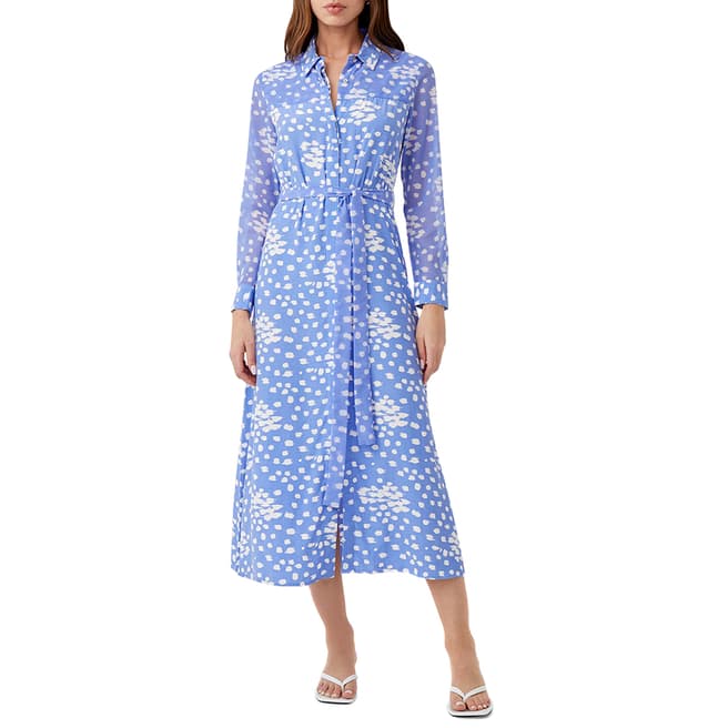 French Connection Blue Lynx Printed Shirt Dress