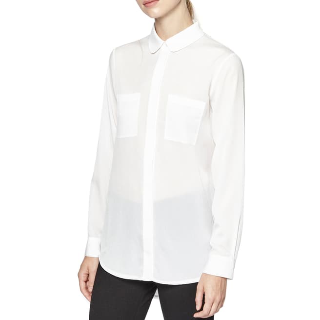French Connection White Polly Front Pocket Shirt