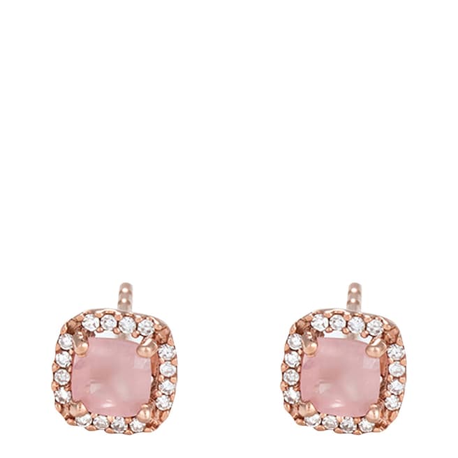 Paris Vendôme Rose Gold Pink Quartz Cushion Earrings