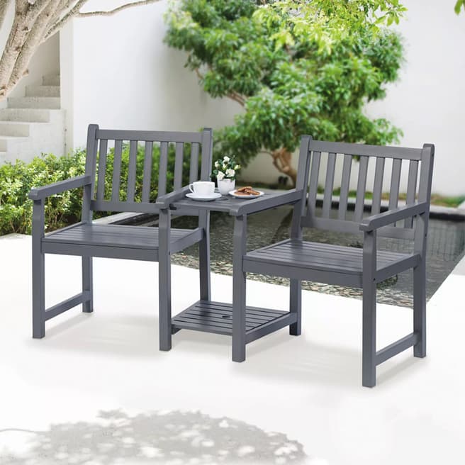 Gablemere PU Painted Love Seat, Slate Grey