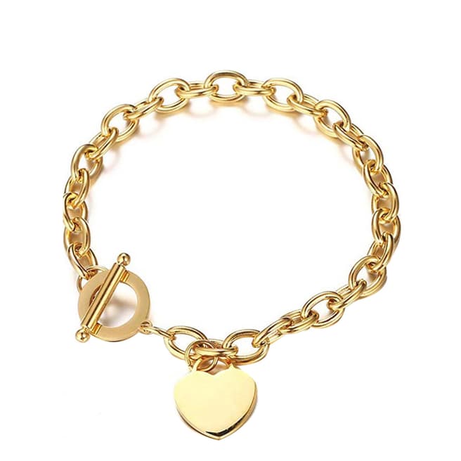 Chloe Collection by Liv Oliver 18K Gold Heart Charm Bracelet