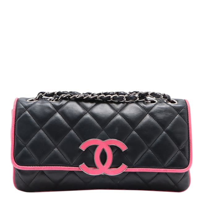 Vintage Chanel Black Pink Flap Bag