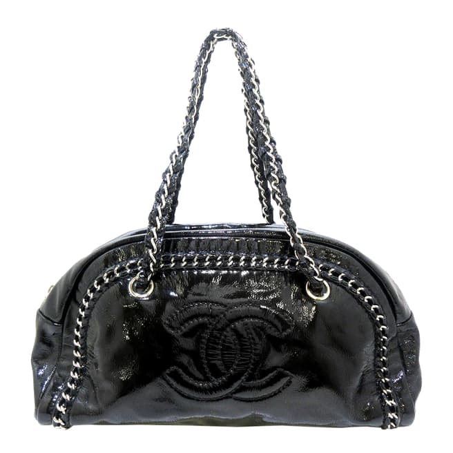 Vintage Chanel Black Logo Chain Shoulder Bag