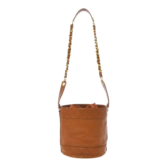 Vintage Chanel Tan Round Bucket Bag