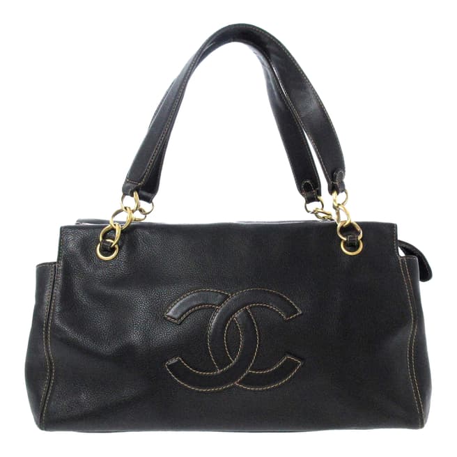 Vintage Chanel Dark Brown Logo Handbag