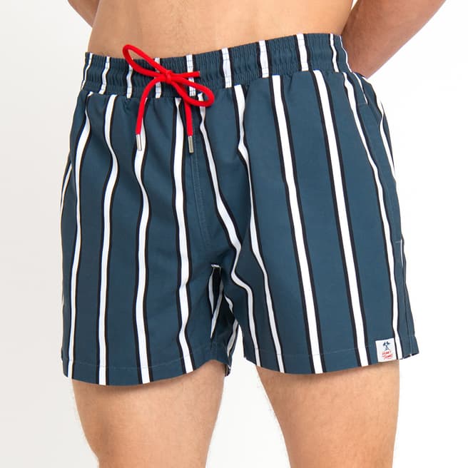 Hunky Trunks Navy Striped Swim Shorts