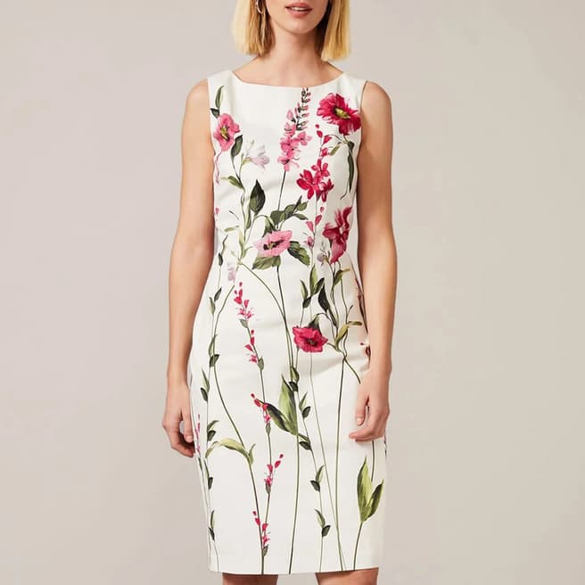 Phase Eight Ivory May Floral Print Cotton Blend Dress