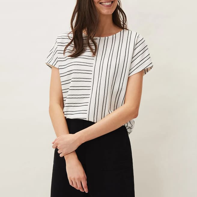 Phase Eight Ivory Bess Striped Cotton Blend Top
