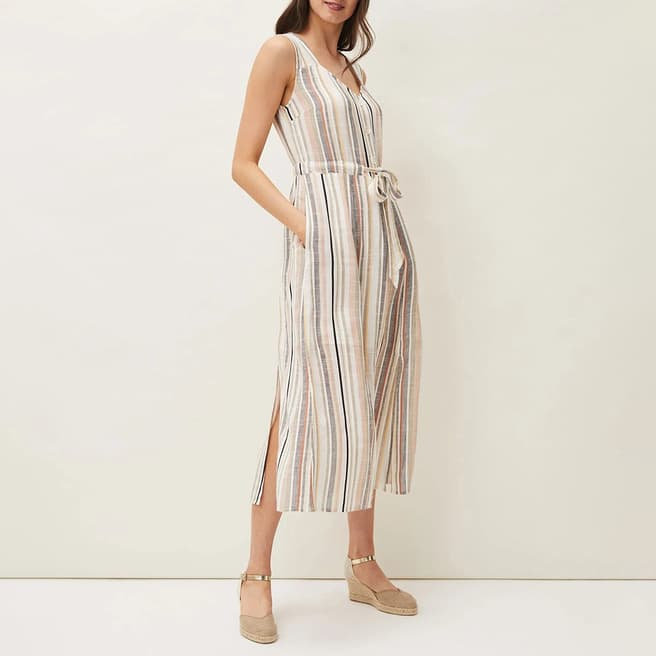 Phase Eight Ivory Whitney Striped Cotton Blend Dress