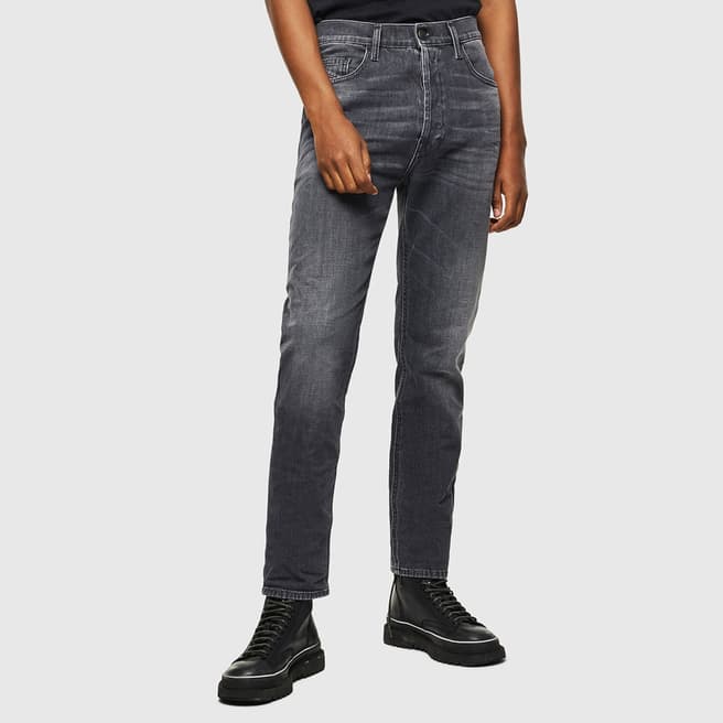 Diesel Washed Black Eetar Tapered Stretch Jeans