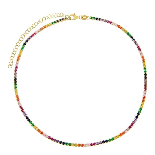 Ma Petite Amie Gold/Multi Rainbow Crystal Necklace