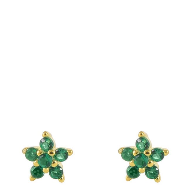 Ma Petite Amie Gold/Green Flower Earrings
