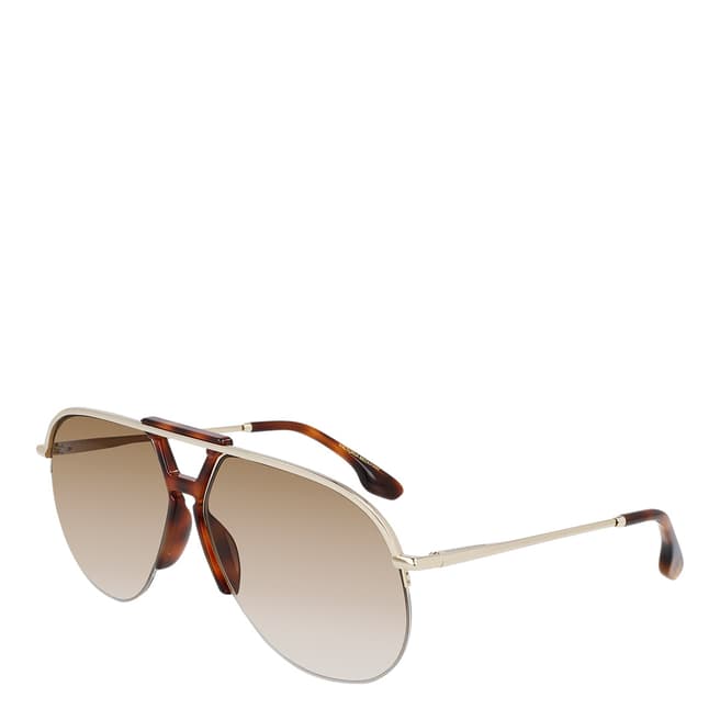 Victoria Beckham Gold Brown Aviator Sunglasses