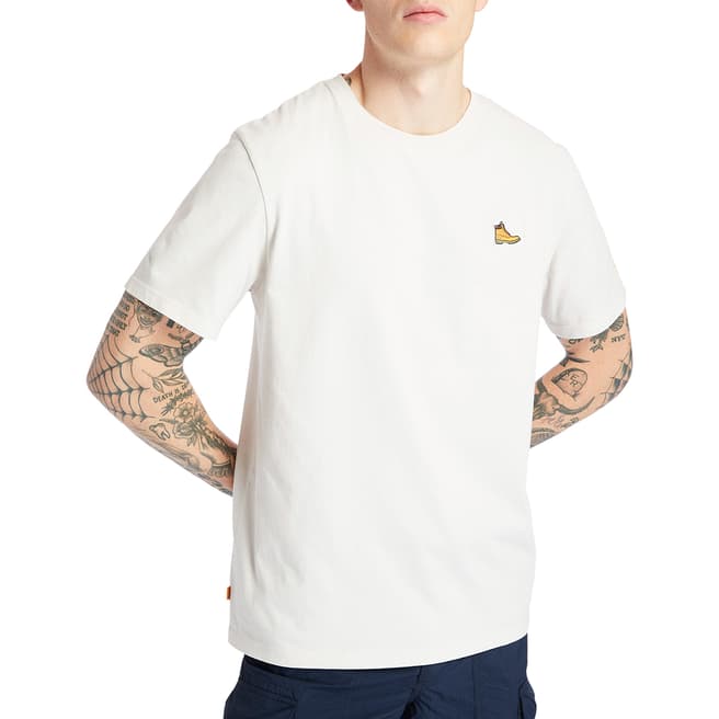 Timberland White Cotton Boot Logo T-Shirt