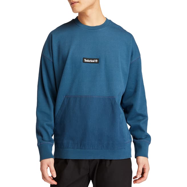 Timberland Blue Cotton Blend Front Pocket Sweatshirt