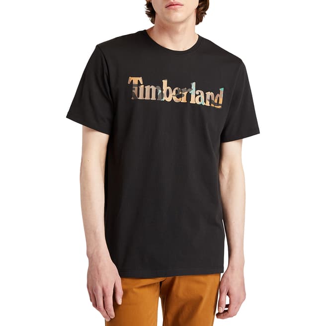Timberland Black Camo Logo Cotton T-Shirt